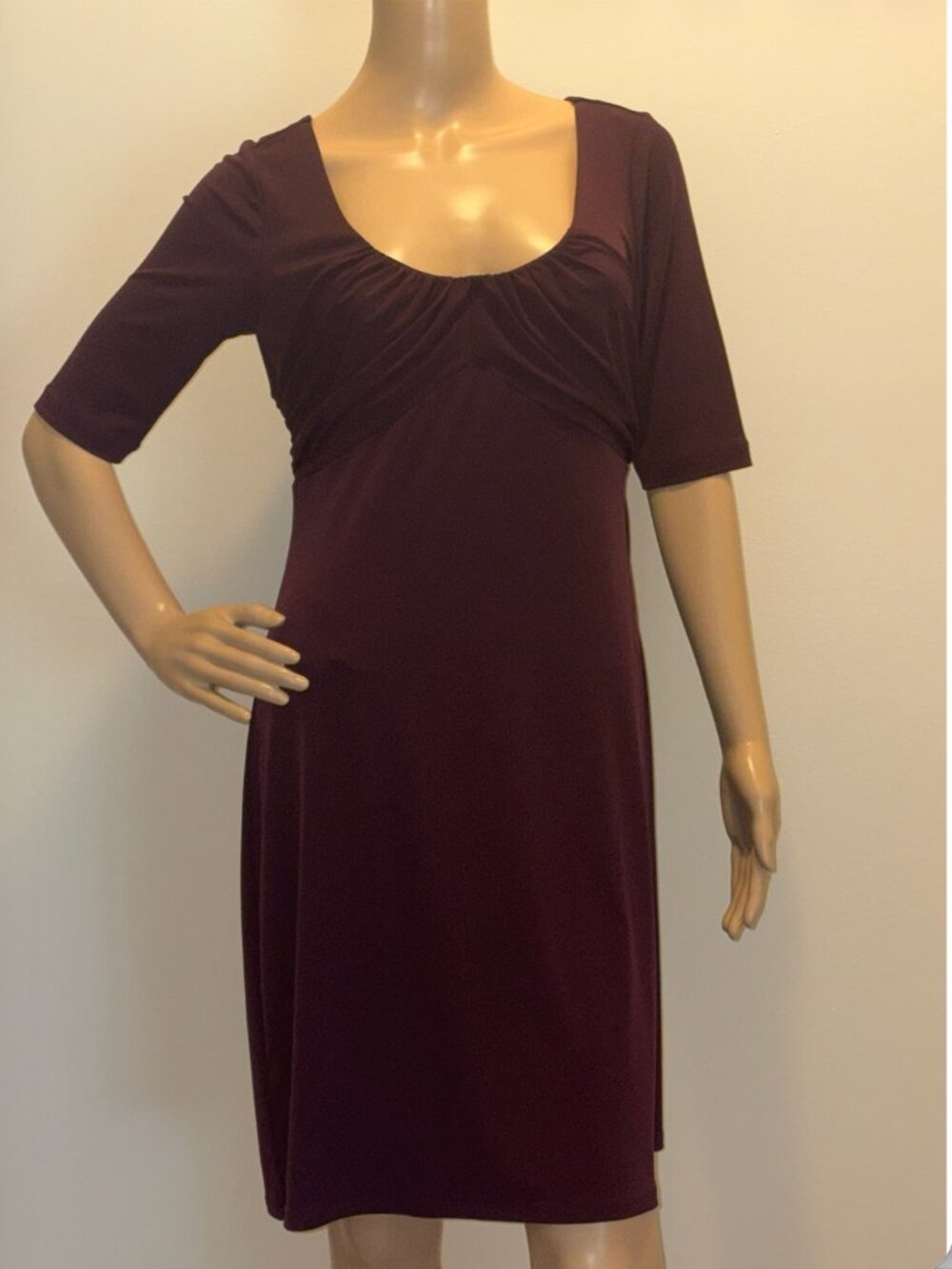 Ann Taylor Women's Maroon Shift Dress Stretch Empire Waist